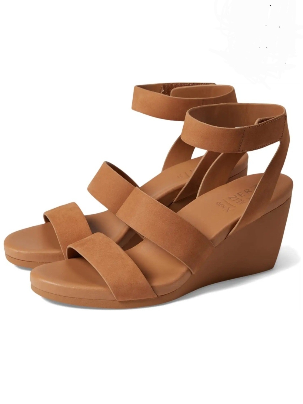 Naturalizer Genn Ignite Tan Wedge Ankle-Strap Sandals  Everyday Comfort Sz 12